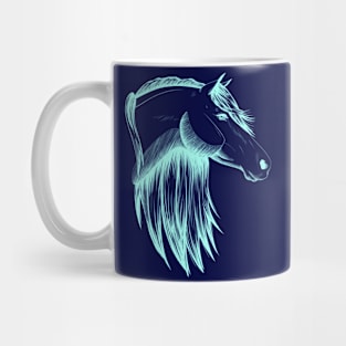 Aqua Horse Sketch Mug